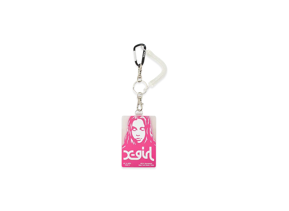X-Girl Women's Face Poster Rubber Pass Case "Pink"