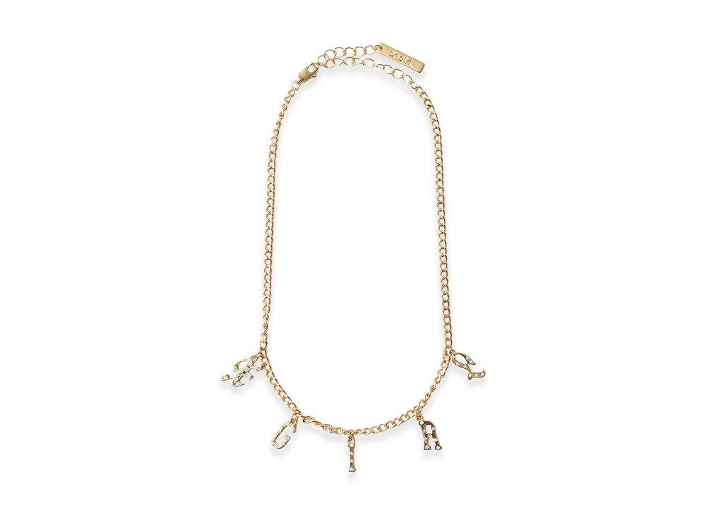 X-Girl Women's Logo And Rhinestone Necklace "Gold"