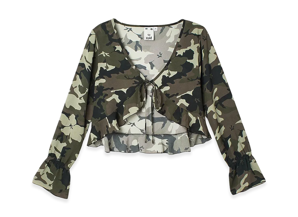 X-Girl Women's Hibiscus Camouflage Blouse "Camo"