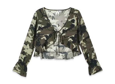 X-Girl Women's Hibiscus Camouflage Blouse "Camo"
