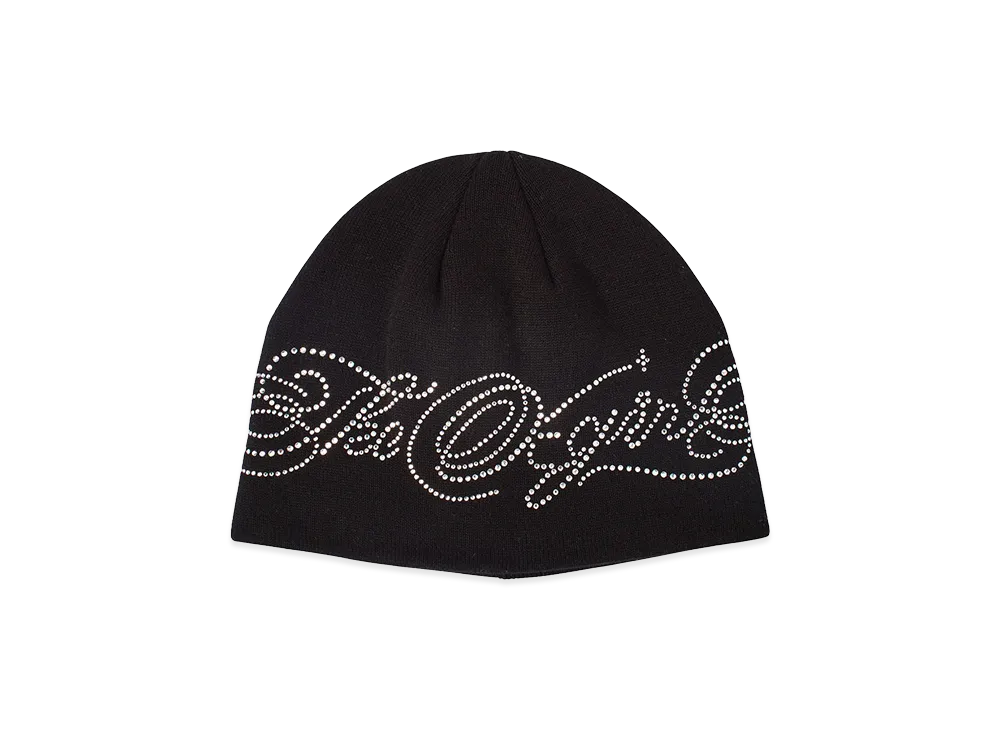 X-Girl Women's Rhinestone Decorative Script Logo Beanie "Black"