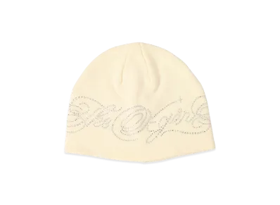 X-Girl Women's Rhinestone Decorative Script Logo Beanie "White"