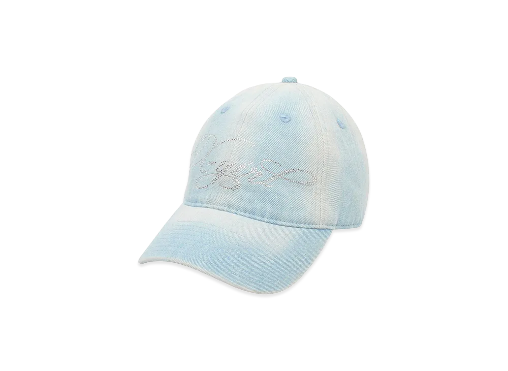 X-Girl Women's Rhinestone Logo Denim Cap "Light Indigo"