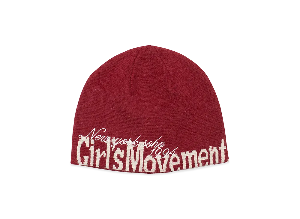 X-Girl Women's Cut Off Logo Jacquard Beanie "Red"