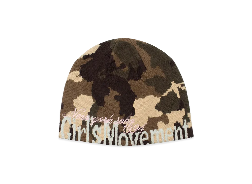 X-Girl Women's Cut Off Logo Jacquard Beanie "Camo"