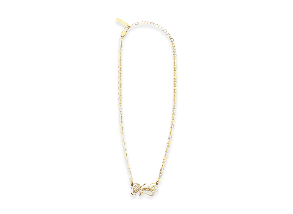 X-Girl Women's Script Logo Charm Necklace "Gold"