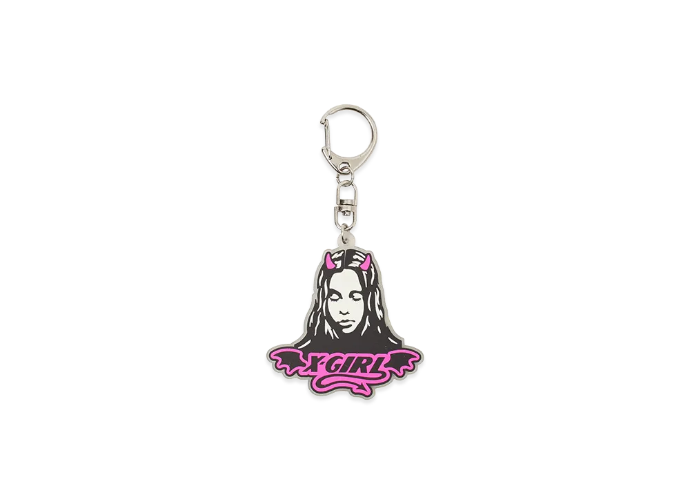 X-Girl Women's Devil Face Rubber Key Charm "Pink"