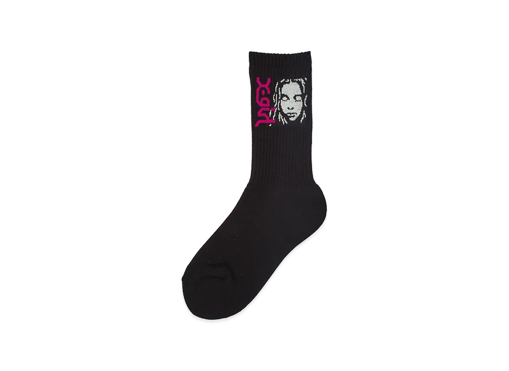 X-Girl Women's Side Logo Face Ribbed Socks "Black"