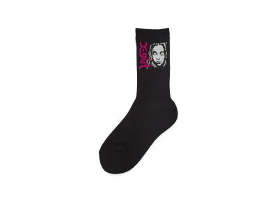 X-Girl Women's Side Logo Face Ribbed Socks "Black"