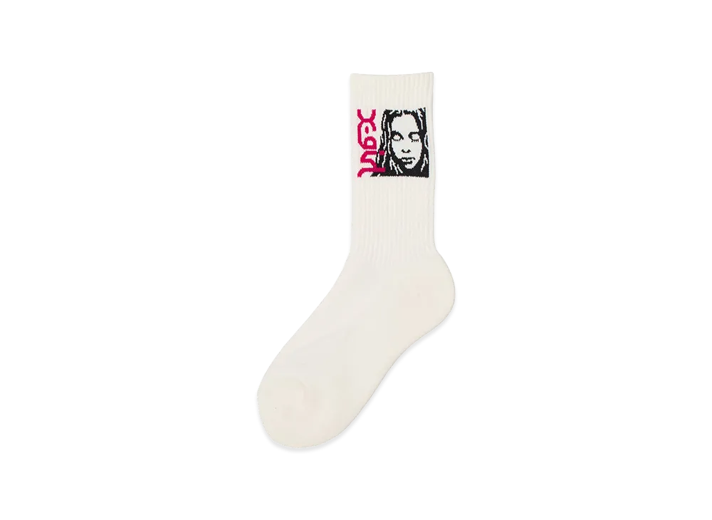 X-Girl Women's Side Logo Face Ribbed Socks "White"