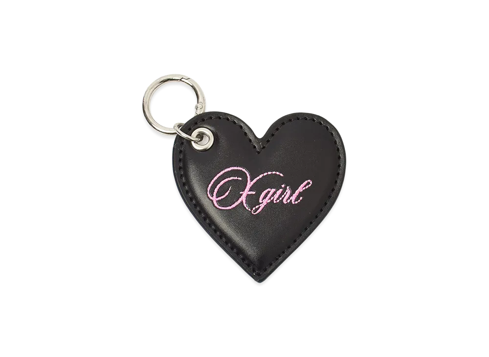 X-Girl Women's Faux Leather Heart Keyring "Black"