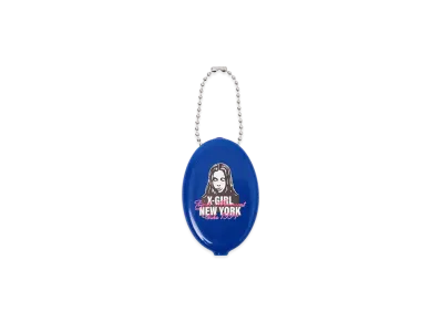 X-Girl Women's Face And Script Mix Logo Rubber Coin Case "Blue"