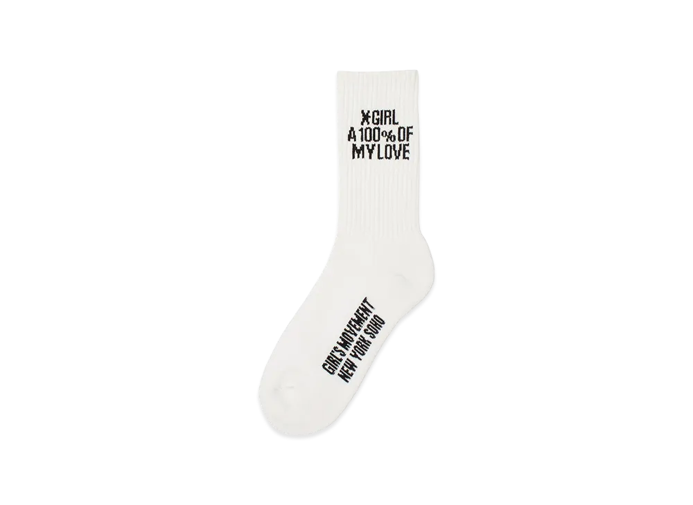 X-Girl Women's Heavy Block Logo Ribbed Socks "White"