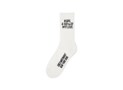 X-Girl Women's Heavy Block Logo Ribbed Socks "White"