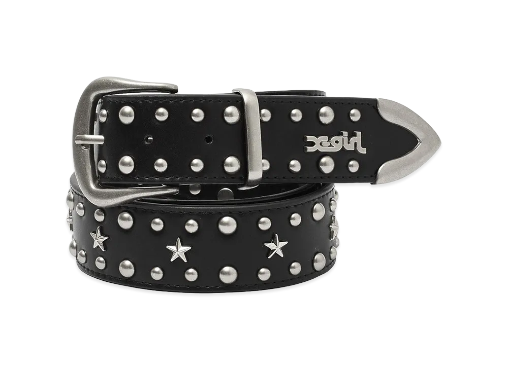 X-Girl Women's Star Studded Faux Leather Belt "Black"