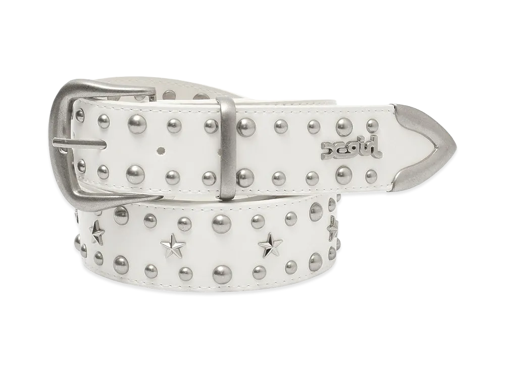 X-Girl Women's Star Studded Faux Leather Belt "White"