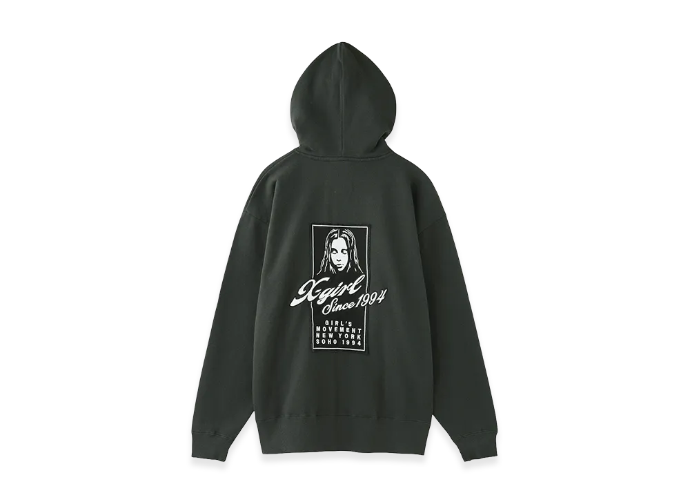 X-Girl Women's Face Box Patch Zip Up Sweat Hoodie "Charcoal"