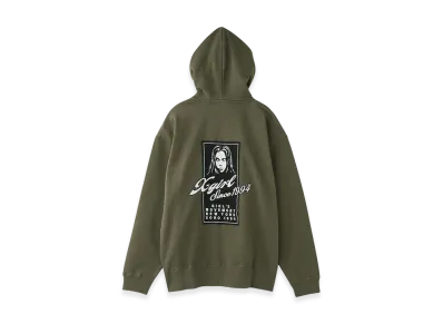 X-Girl Women's Face Box Patch Zip Up Sweat Hoodie "Olive"