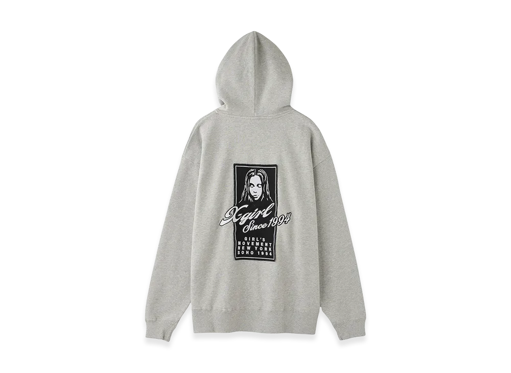 X-Girl Women's Face Box Patch Zip Up Sweat Hoodie "Ash"