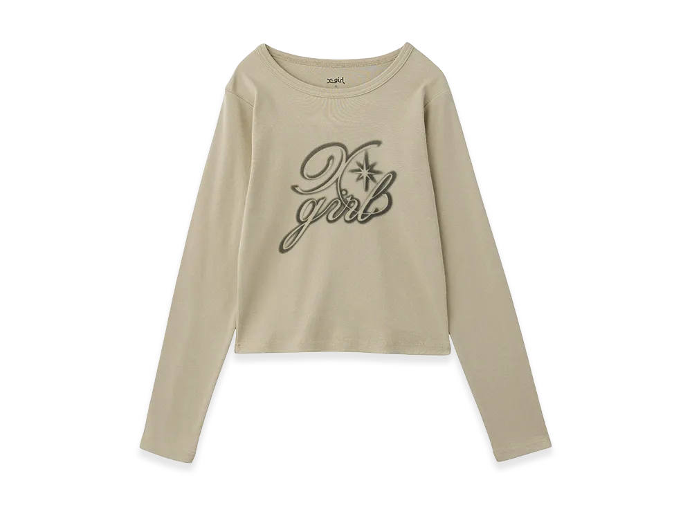 X-Girl Women's Spray Logo L/S Top "Beige"