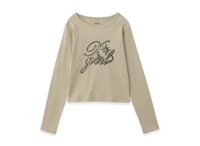 X-Girl Women's Spray Logo L/S Top "Beige"