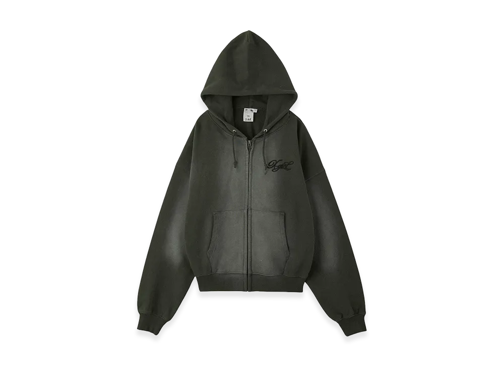 X-Girl Women's Spray Print Zip Up Hoodie "Charcoal"