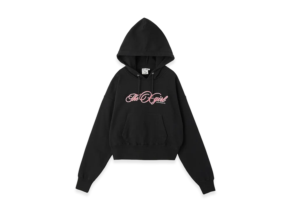 X-Girl Women's Cursive Logo Embroidery Compact Sweat Hoodie "Black"