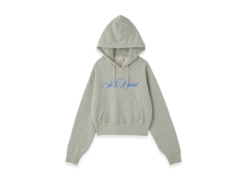 X-Girl Women's Cursive Logo Embroidery Compact Sweat Hoodie "Ash"