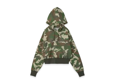X-Girl Women's Cursive Logo Embroidery Compact Sweat Hoodie "Camo"