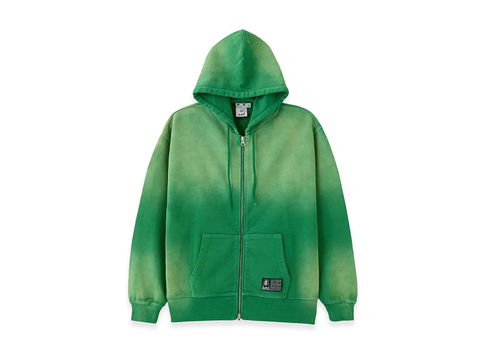 X-Girl Women's Overdyed Zip Up Sweat Hoodie "Green"