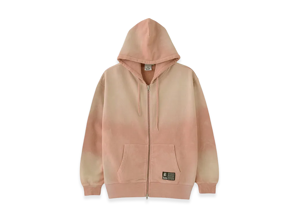 X-Girl Women's Overdyed Zip Up Sweat Hoodie "Pink"