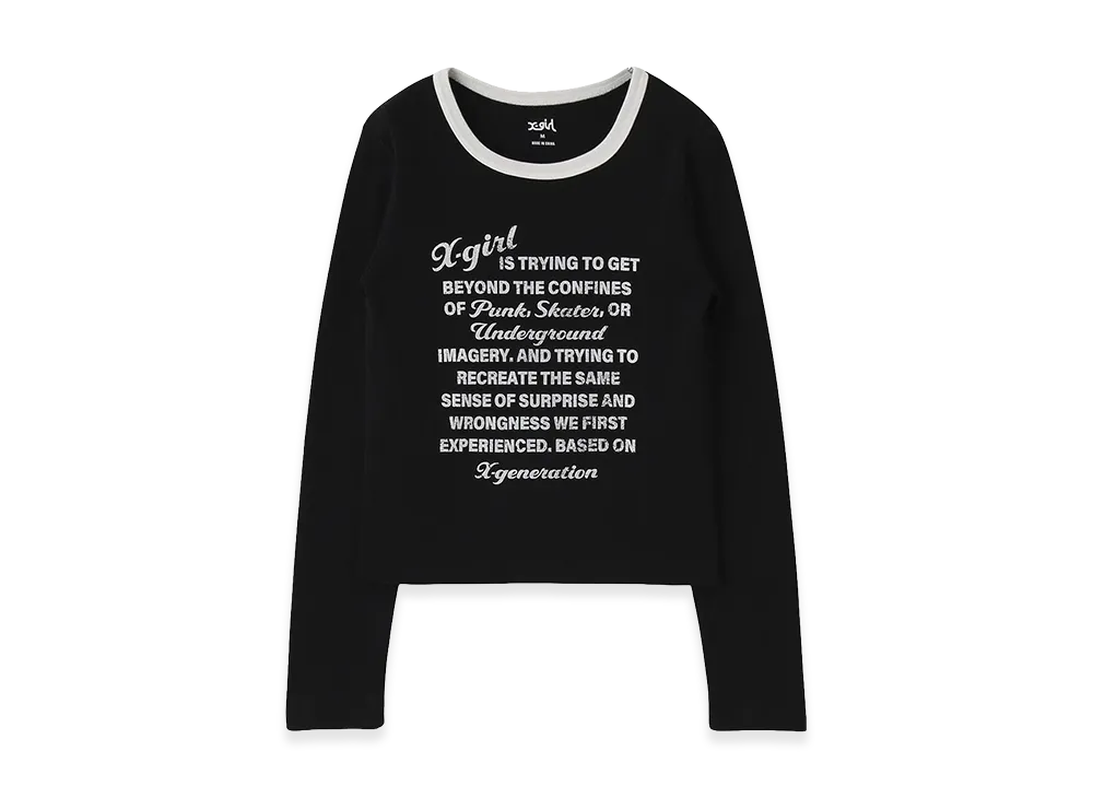 X-Girl Women's Lettering L/S Compact Top "Black"