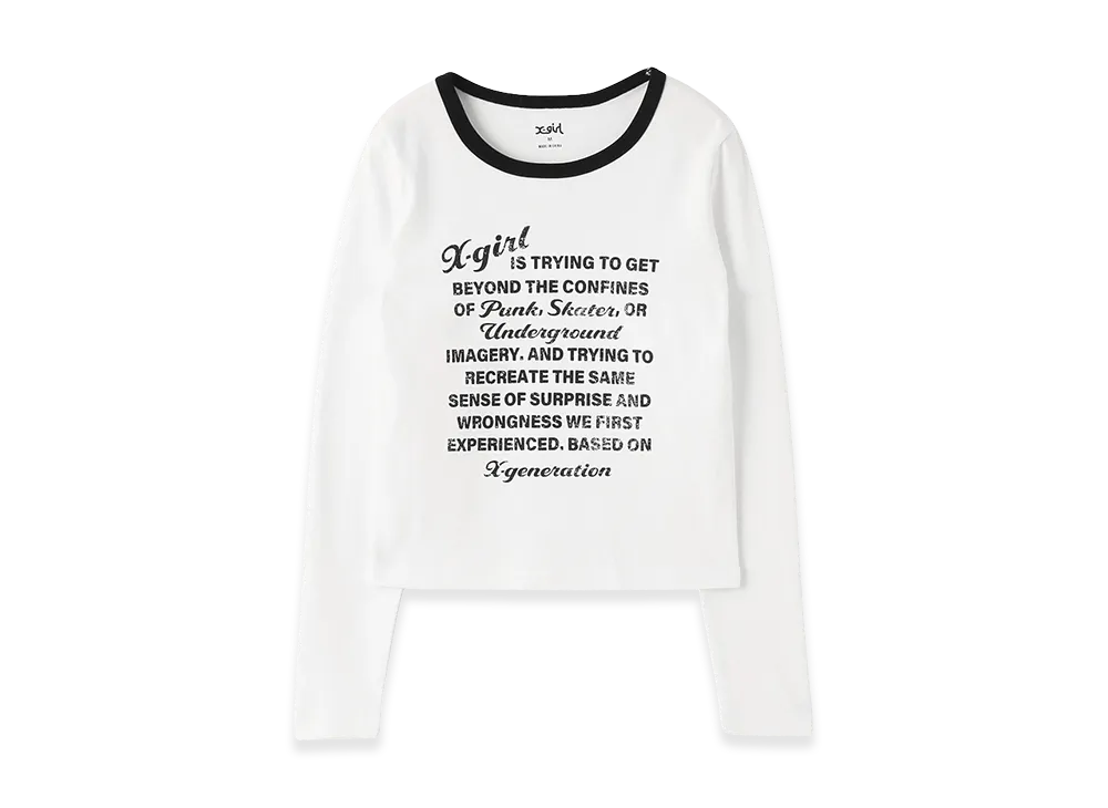 X-Girl Women's Lettering L/S Compact Top "White"