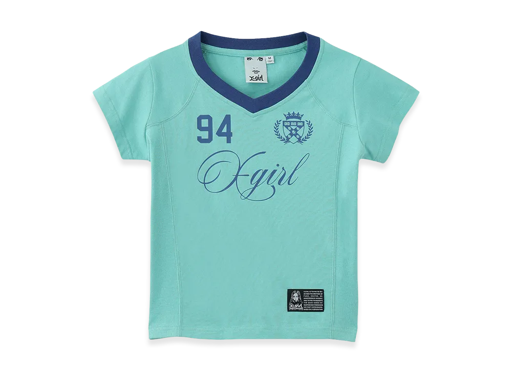 X-Girl Women's Studded Number S/S Baby Tee "Light Green"