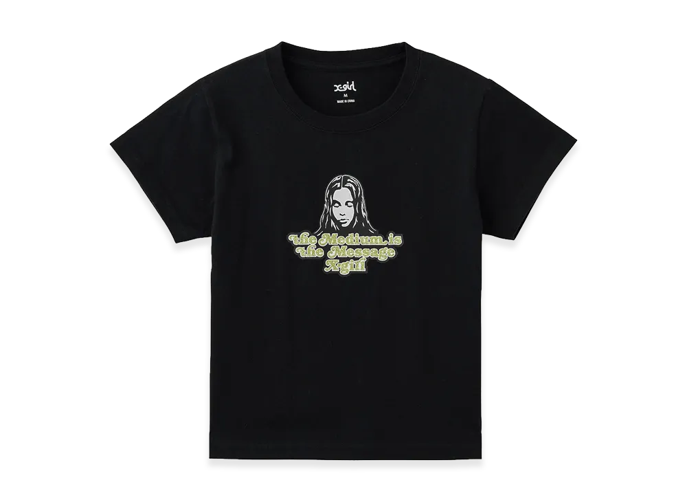 X-Girl Women's Glitter Logo And Face S/S Baby Tee "Black"