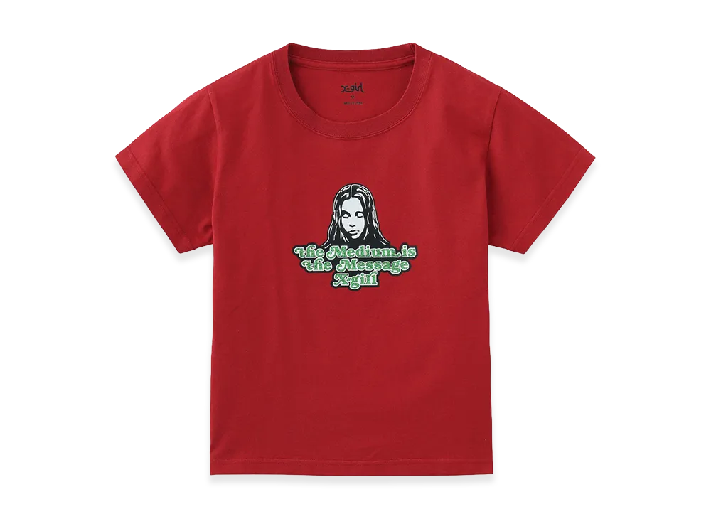 X-Girl Women's Glitter Logo And Face S/S Baby Tee "Red"