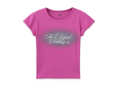 X-Girl Women's Spray And Cursive Script Logo S/S Baby Tee "Pink"