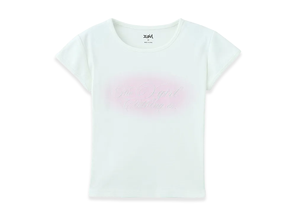X-Girl Women's Spray And Cursive Script Logo S/S Baby Tee "White"