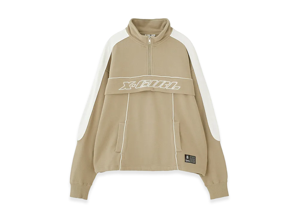 X-Girl Women's Face Label Half Zip Sweat Top "Beige"