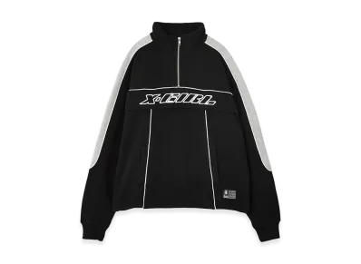 X-Girl Women's Face Label Half Zip Sweat Top "Black"