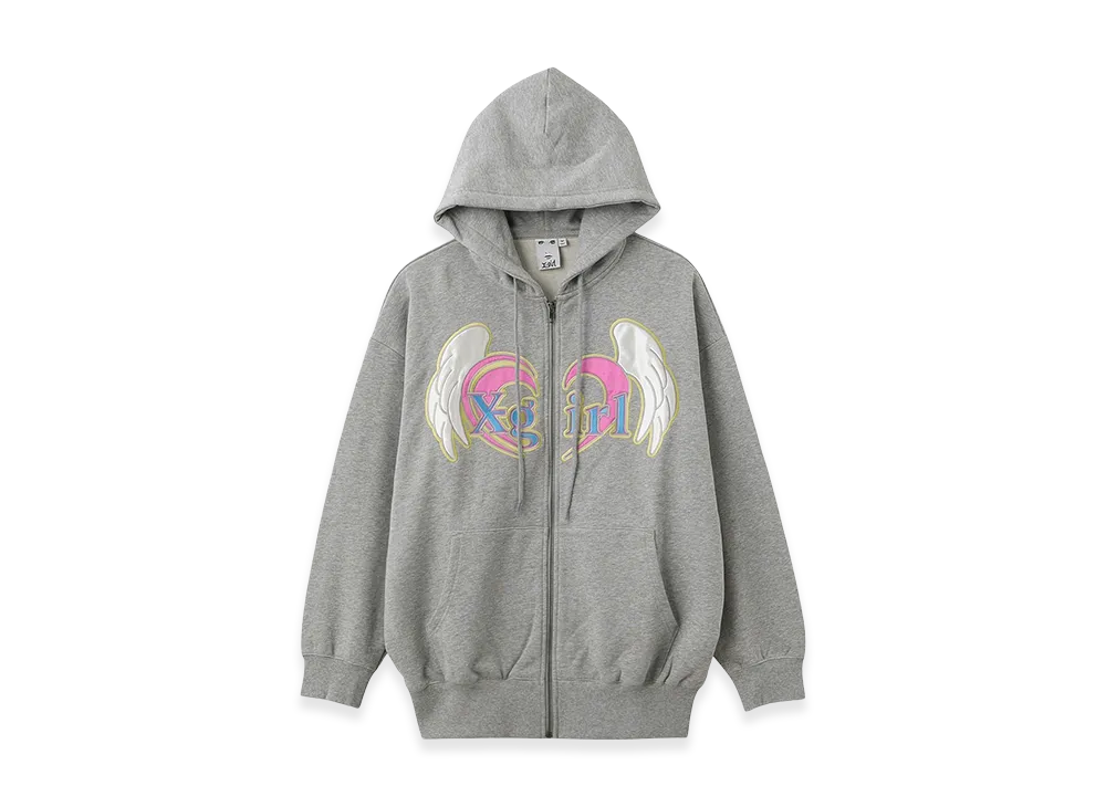 X-Girl Women's Heart And Wing Zip Up Sweat Hoodie "Ash"