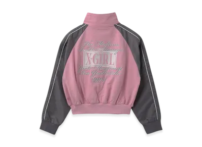 X-Girl Women's Woven Mix Sweat Zip Up Top "Light Pink"
