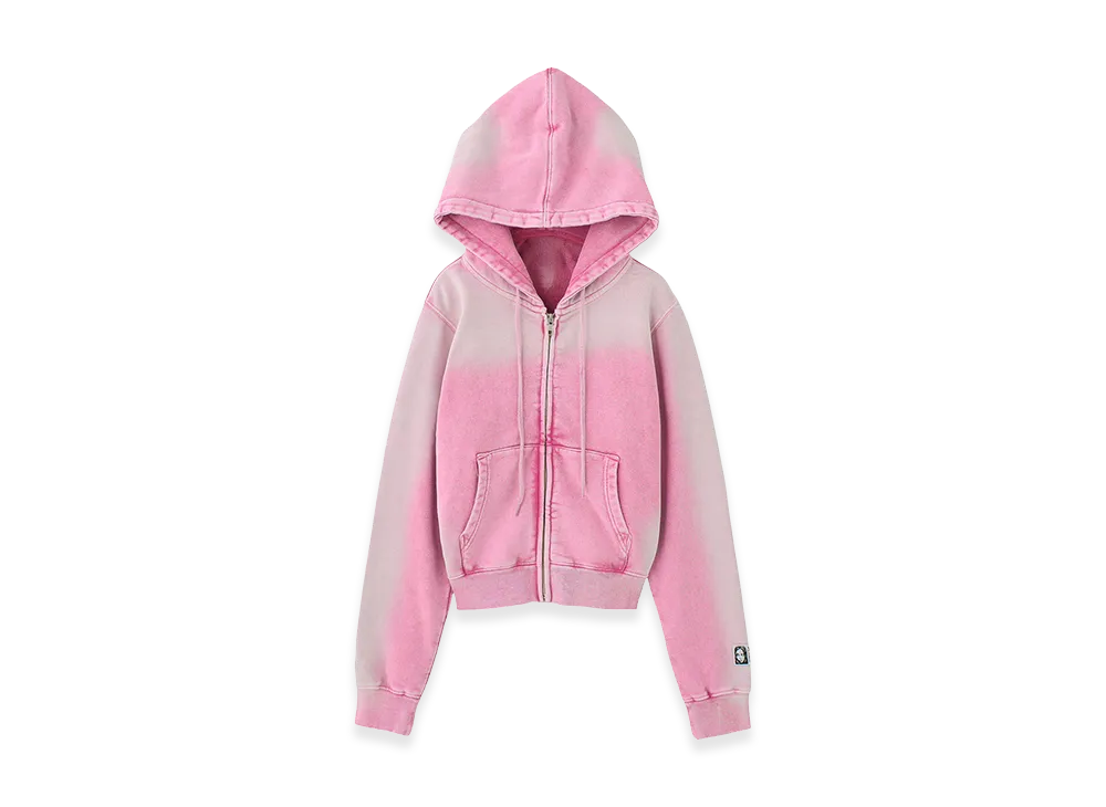 X-Girl Women's Face Label Washed Compact Zip Up Sweat Hoodie "Pink"