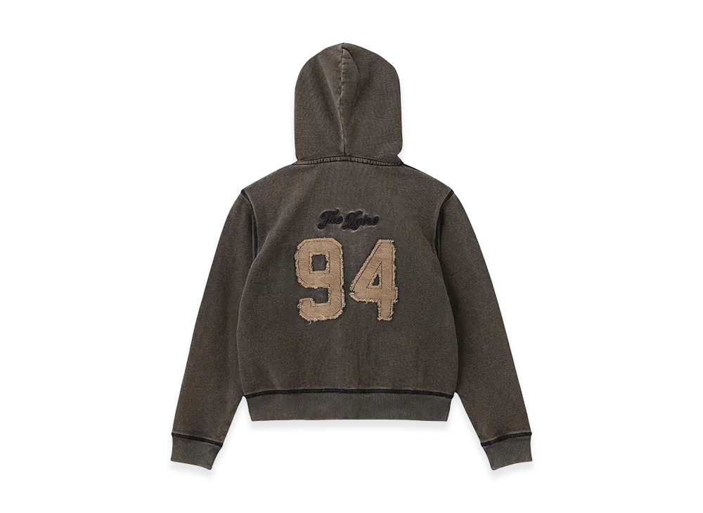 X-Girl Women's Overdyed Number Patch Zip Up Hoodie "Black"