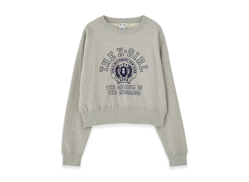 X-Girl Women's College Logo Compact Sweat Top "Ash"