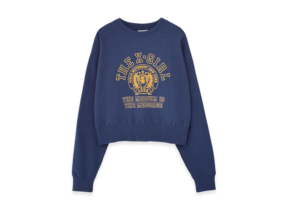 X-Girl Women's College Logo Compact Sweat Top "Blue"