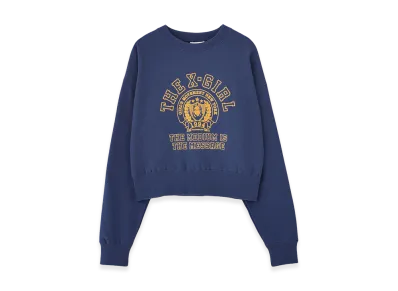 X-Girl Women's College Logo Compact Sweat Top "Blue"