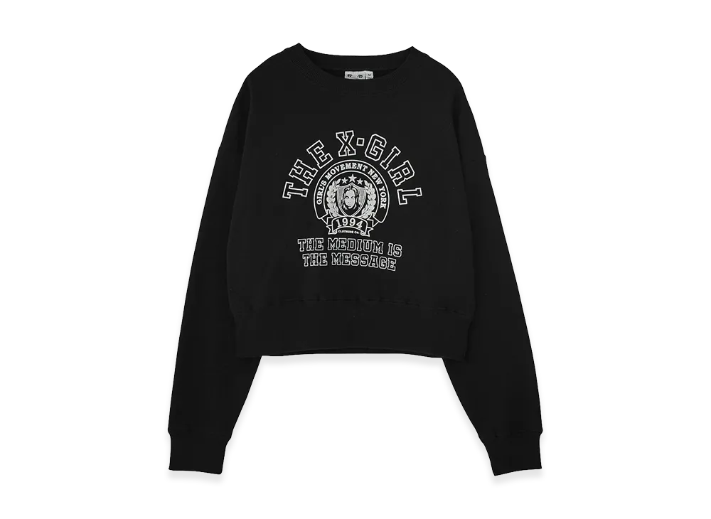 X-Girl Women's College Logo Compact Sweat Top "Black"