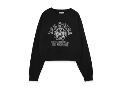 X-Girl Women's College Logo Compact Sweat Top "Black"