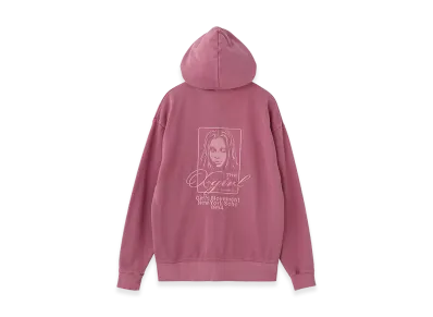 X-Girl Women's Pigment Dyed Face And Logo Square Patch Zip Up Sweat Hoodie "Pink"